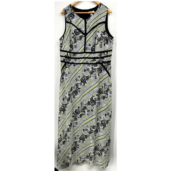 Cato Women's Maxi Dress Plus Size 22W Sleeveless Lime Green Abstract Art - Picture 1 of 6